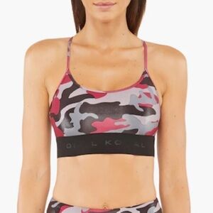 Koral Pink Camo Racerback Sweeper Sports Bra